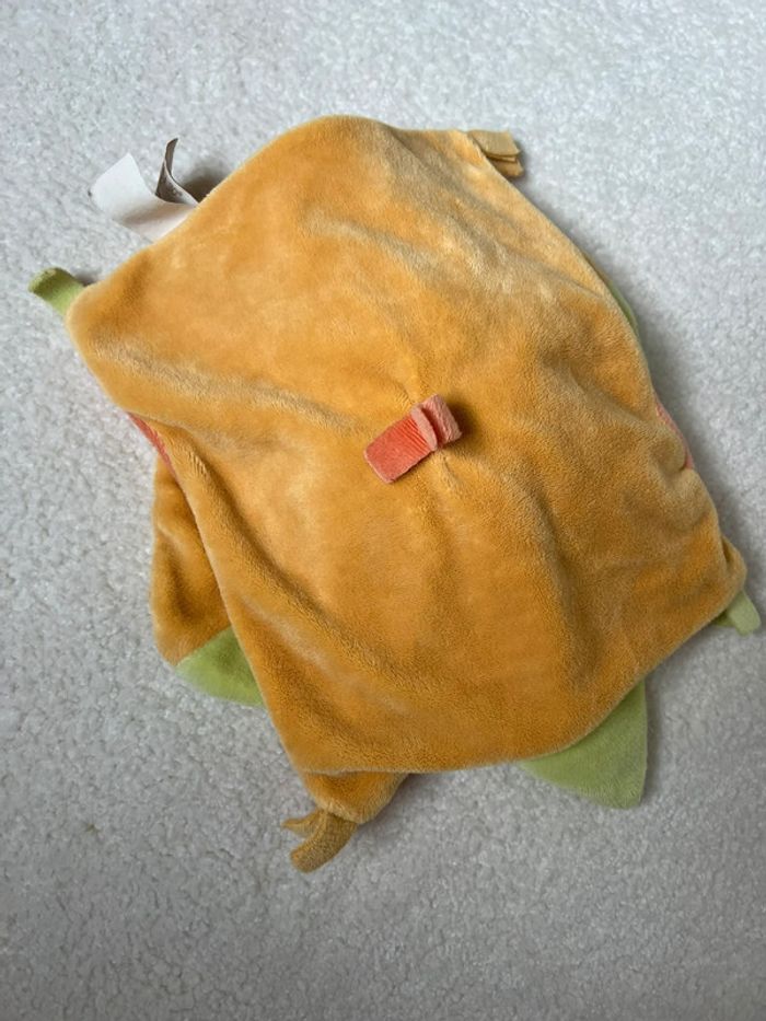 Doudou plat Babynat lapin vert orange jaune - photo numéro 4