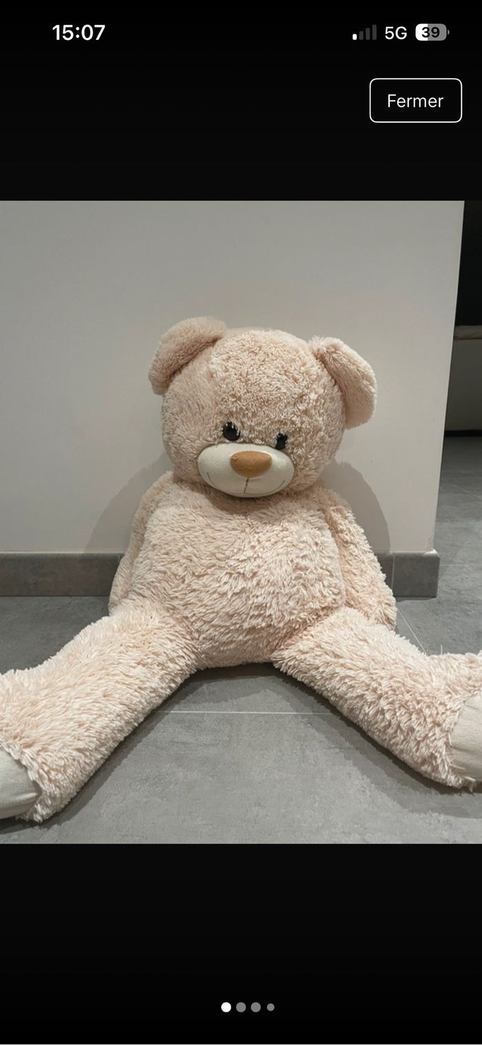 Grand ours en peluche XXL beige – peluche géante douce