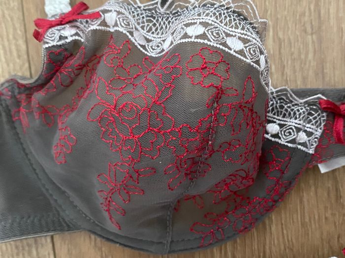 Soutien gorge gris/rouge T85B - photo numéro 2