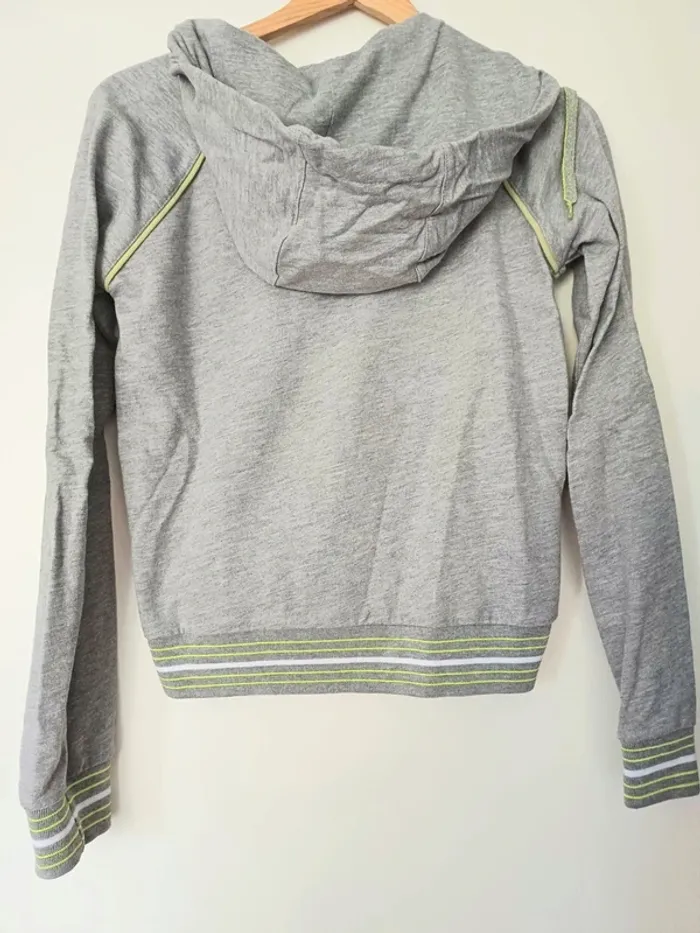 Gilet sweat à capuche gris clair - photo numéro 2