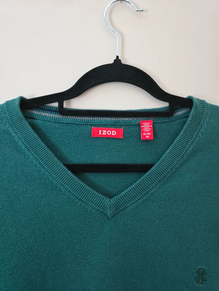 Pull gilet chandail Izod vert sans manches taille XL - photo numéro 3