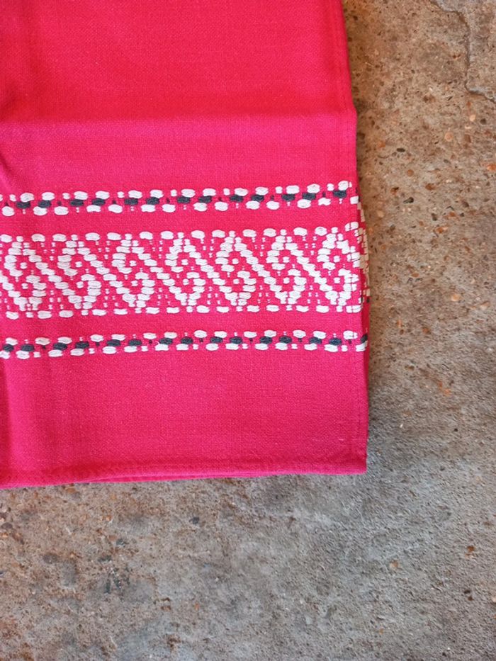 🥕10 serviettes table vintage rouge coton lin - photo numéro 2