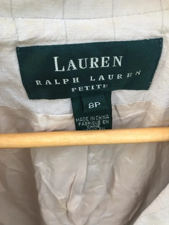 Blazer Beige Lauren Ralph Lauren en Soie et Lin - Taille S Femme - photo numéro 8