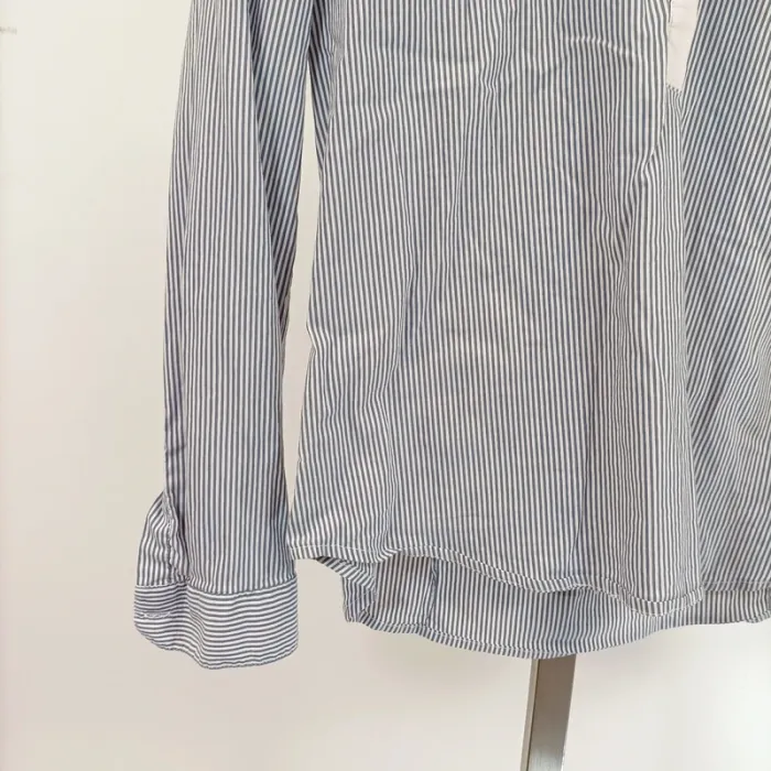 Chemise rayée bleue Happy D. by Damart T.46 coton stretch à col blanc et manches longues A1235 - photo numéro 5