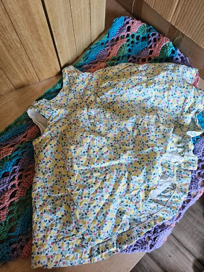 Robe et culotte d'été, jaune, vert, bleu, rose, obaibi 9 mois - photo numéro 2