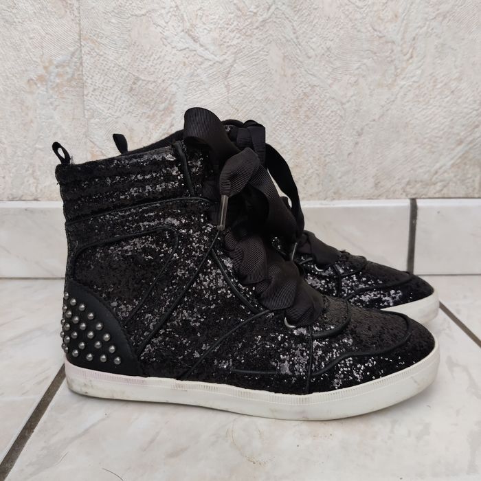 Baskets montantes noires à paillettes pour fille