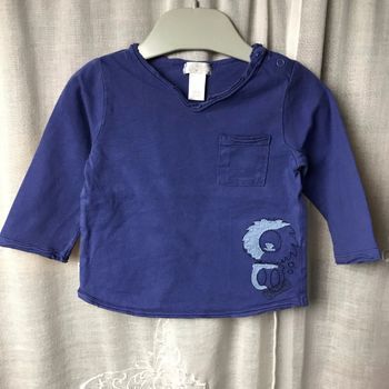 T-shirt bleu lion 6 mois Obaibi