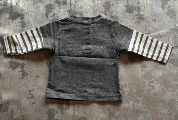 Pull fin manches longues bébé – Gris à motif – TISSAIA – 3 mois - photo numéro 2