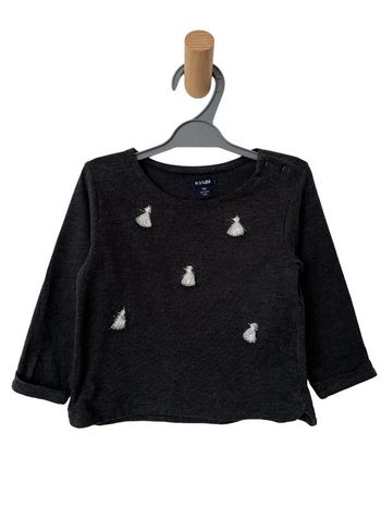 T-shirt manches longues gris (pompons argentés) - Kiabi 9 mois