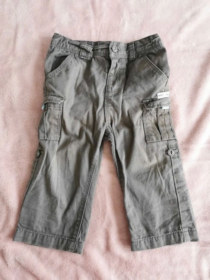 Pantalon à poches kaki mes petits cailloux 12 mois
