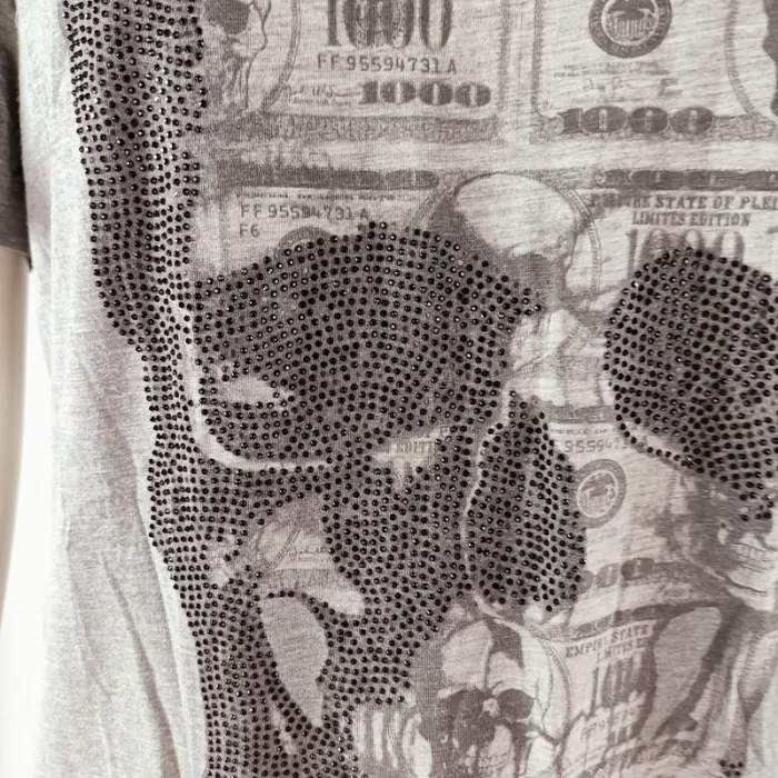 tshirt philipp plein vintage crâne gris coton L - photo numéro 6