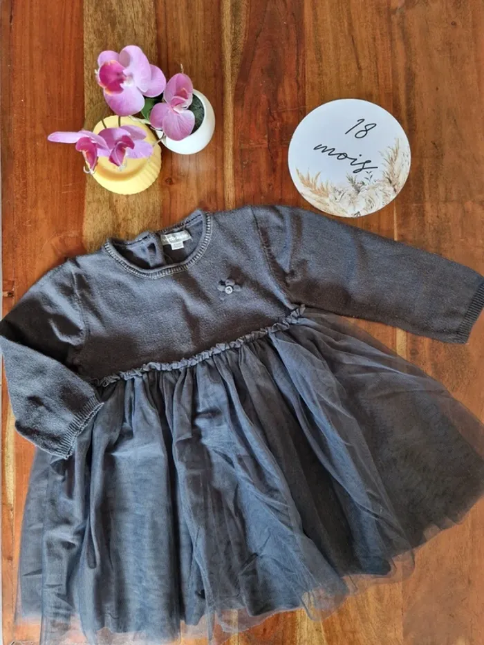 Robe bi-matière avec tulle Vertbaudet 18 mois