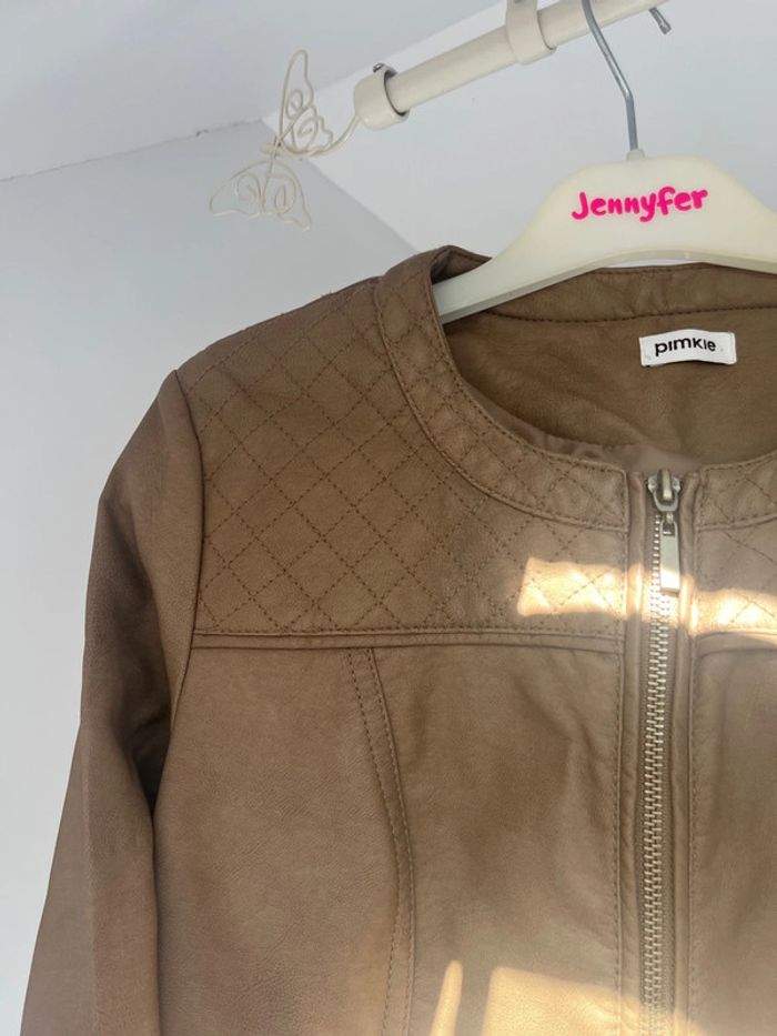 Veste simili cuir marron - photo numéro 2