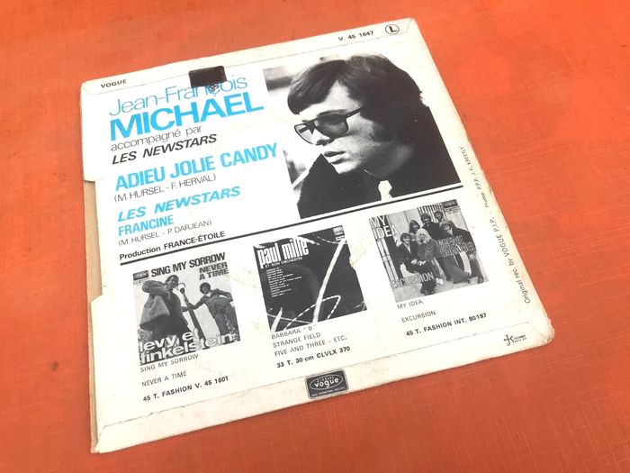 Vinyle 45 tours Jean-François Michael Adieu jolie Candy (1969) Disques Vogue V451647 - photo numéro 3