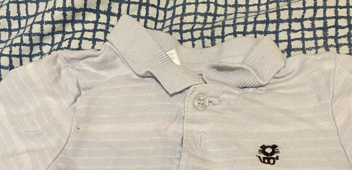 Polo à rayures bleu turquoise et blanc - photo numéro 2