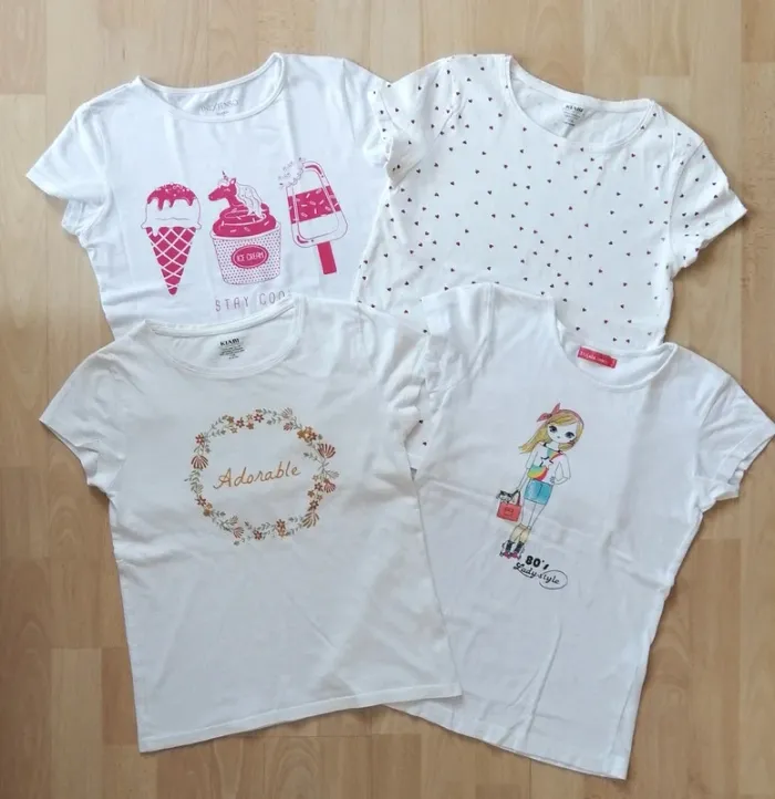 Lot de 4 t-shirts blancs fille 10 ans - photo numéro 2