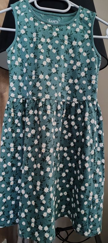 Robe été fille verte fleurie