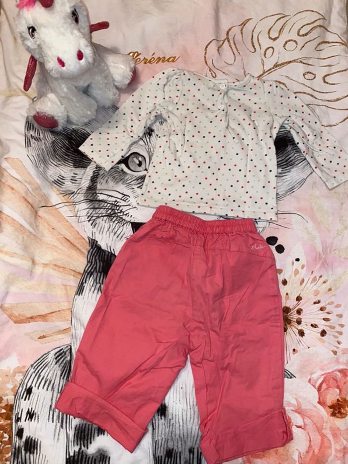 Ensemble pantacourt et t-shirt, taille 12 mois, marque Obaïbi. - photo numéro 4