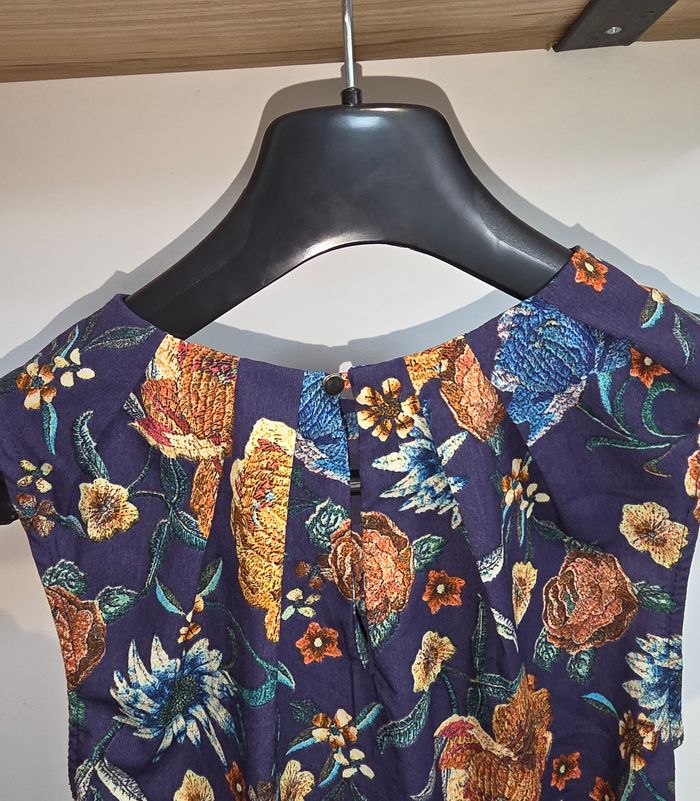 Robe sans manche bleu marine fleurie #MNG XS - photo numéro 4