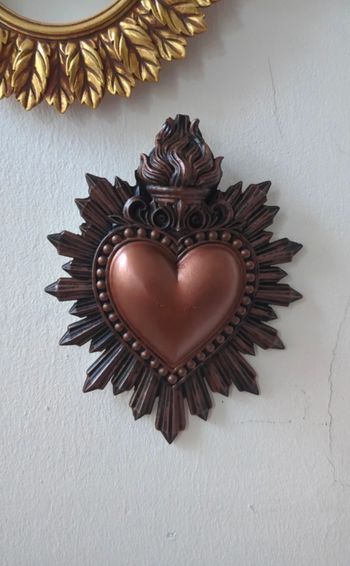 Coeur ex voto bronze et noir - cabinet de curiosité 