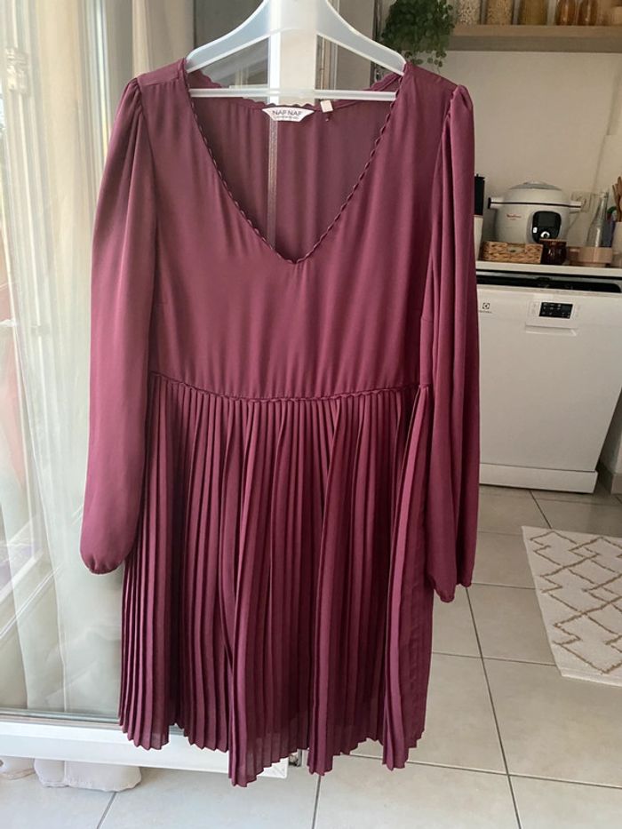 Robe plissée bordeaux Naf Naf 38 - photo numéro 6