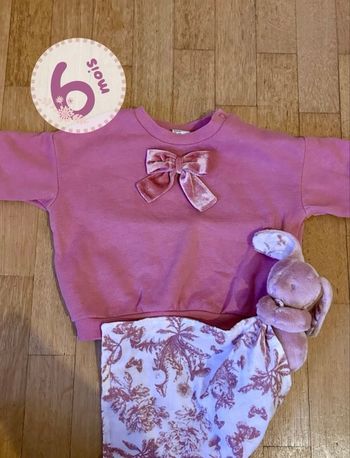 🎀 Sweat H&M rose 6 Mois avec gros noeud en velours 🎀