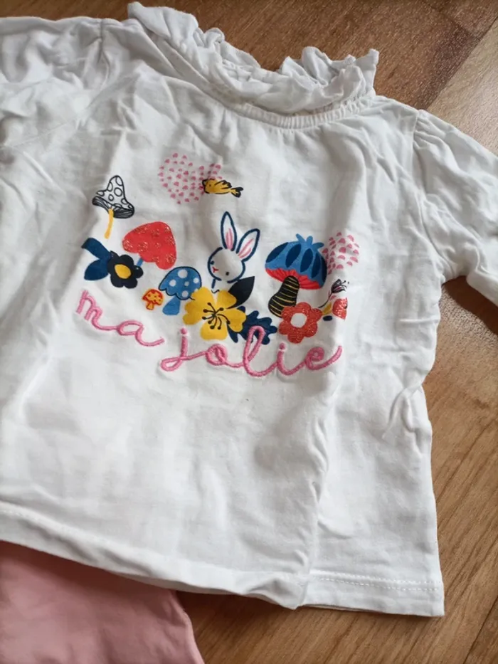 Ensemble t-shirt manches longues et pantalon rose 12 mois - photo numéro 4