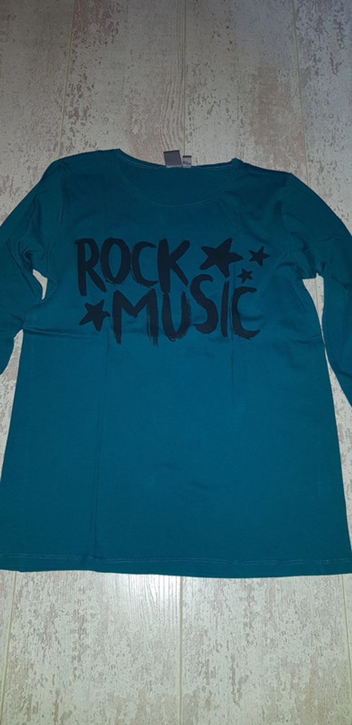 Tee shirt manches longues bleu canard