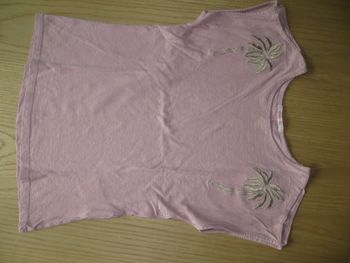 T-shirt haut camaieu rose clair palmier doré XS