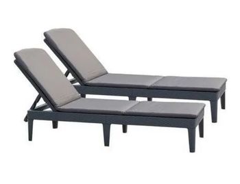 Neuf + livraison offerte 2 Transats + coussins en résine, imitation rotin tressé