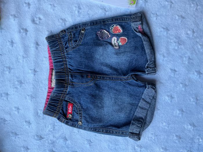 short en jean bleu taille élastique lee cooper 3 mois motifs fruits - photo numéro 3