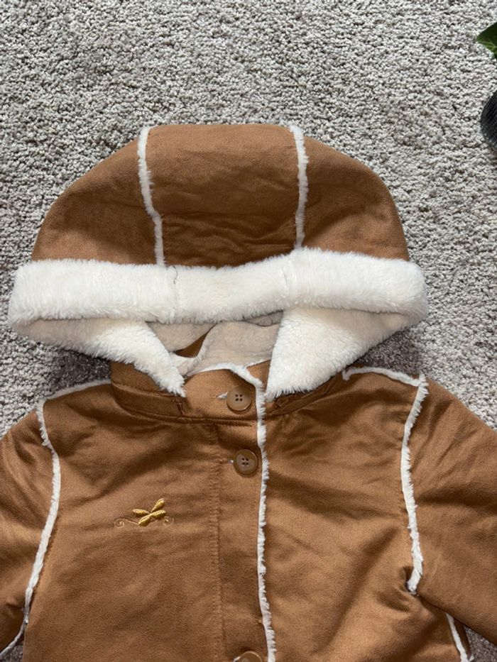 🌺Manteau caban marron et blanc fourrée en effet daim Taille 8ans/128cm🌺 - photo numéro 5
