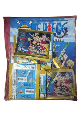 Album de cartes Panini + 50 pochettes de Stickers One Piece le nouveau monde neuf