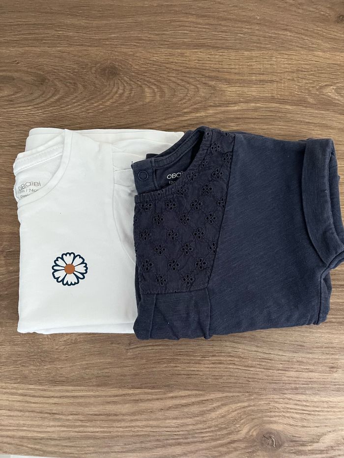 Lot de 2 tee shirt - Taille 12 mois