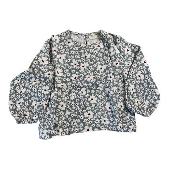 Mango Blouse fleurie turquoise/bordeaux Taille 18/24 mois