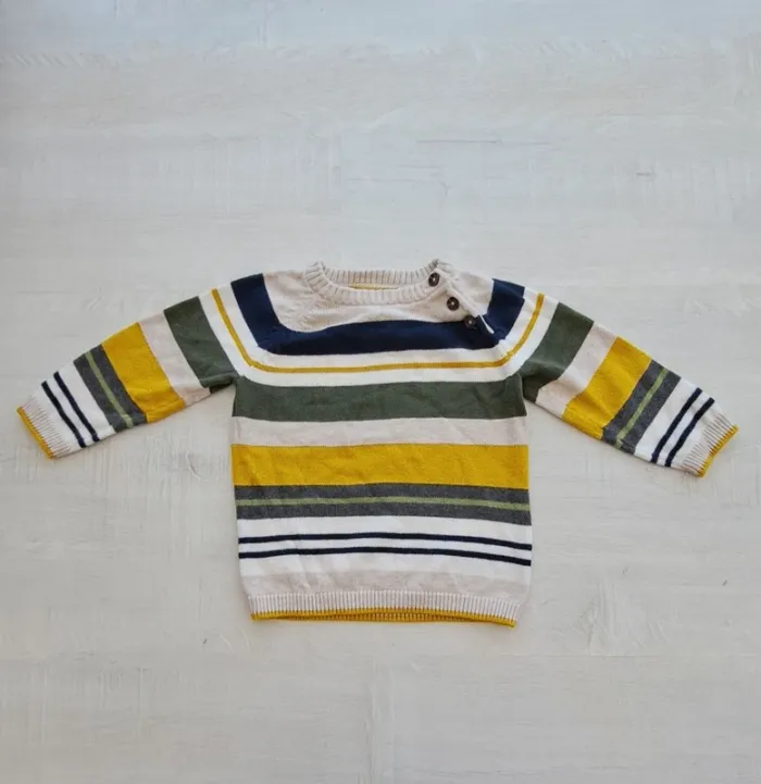 Pull rayé H&M- taille 80 cm - automne hiver printemps - 100% coton - photo numéro 2