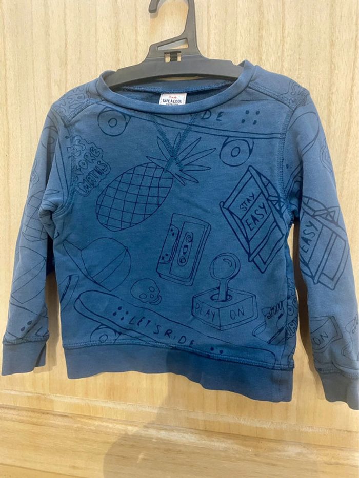 Sweat bleu tape à l’œil manches longues 3 ans - 96 cm - photo numéro 9
