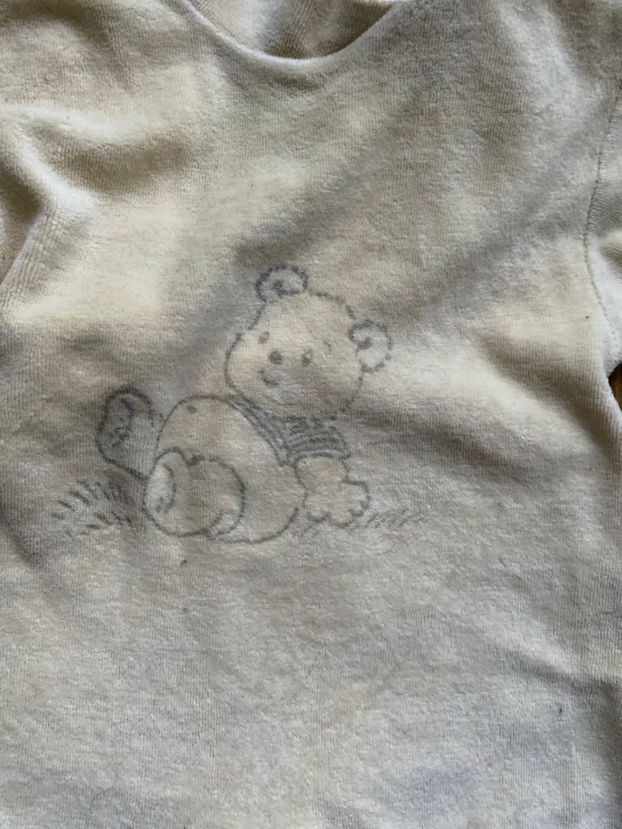 Pyjama grenouillère en velours jaune avec motif ours - photo numéro 2