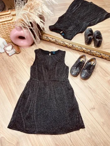 Taille 6 ans robe de fête fille Kiabi noire grise * paillettes scintillantes * 🩷