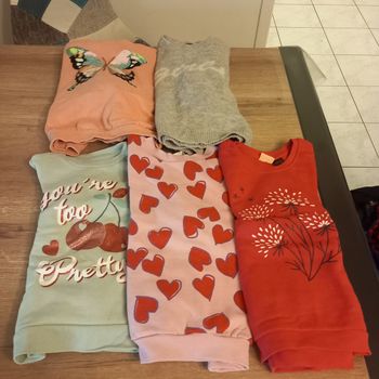 Lot de 5 pulls fille taille 5.6 ans.