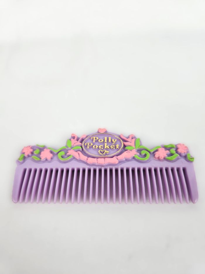 Peigne Accessoire Polly Pocket Vintage - Violet Fleurs Roses / Rétro Années 90 - photo numéro 2