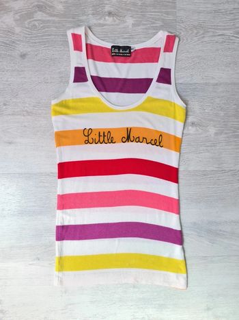 Débardeur Little Marcel taille XS Rayures blanches, rose, violette, orange, rouges, jaunes
