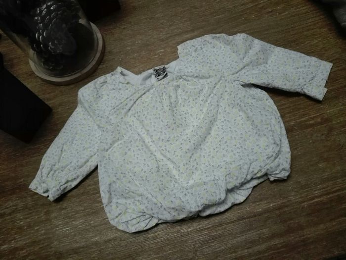 Blouse chemise blanche origami jaune argenté neuve TAO bébé fille 6 mois - photo numéro 2