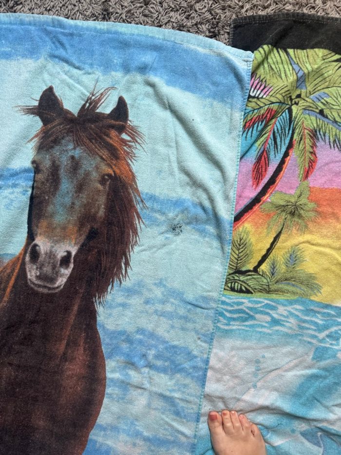 Lot de 2 serviettes cheval et dauphin - photo numéro 2