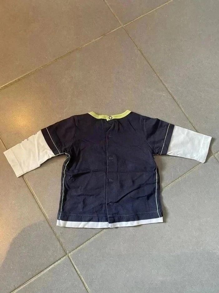 T-shirt Sergent Major - Manches Longues - Bleu Marine & Ecru "Système solaire" 6 mois - photo numéro 3