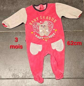 Grenouillère / Pyjama petit béguin 3 mois, 62cm. Baby league