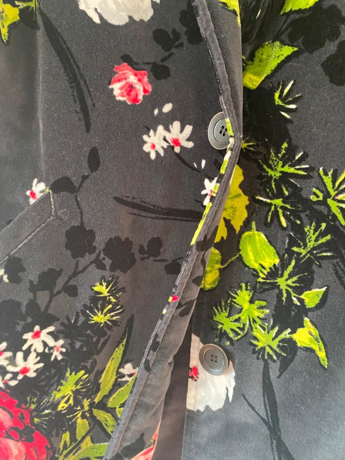 Manteau en velour Kenzo noir et fleurs 40 - photo numéro 2