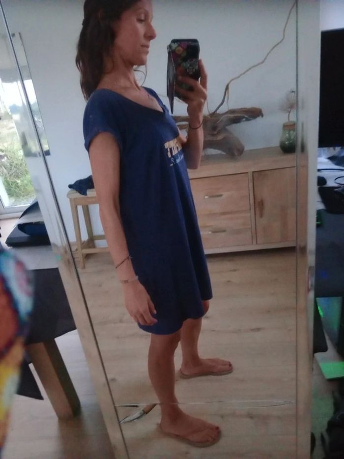 Chemise de nuit femme L bleu marine message c64 - photo numéro 3