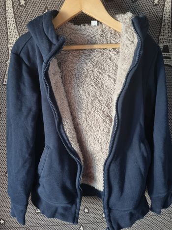 Gilet zippé marine intérieur fourré 9-10ans très chaud mixte
