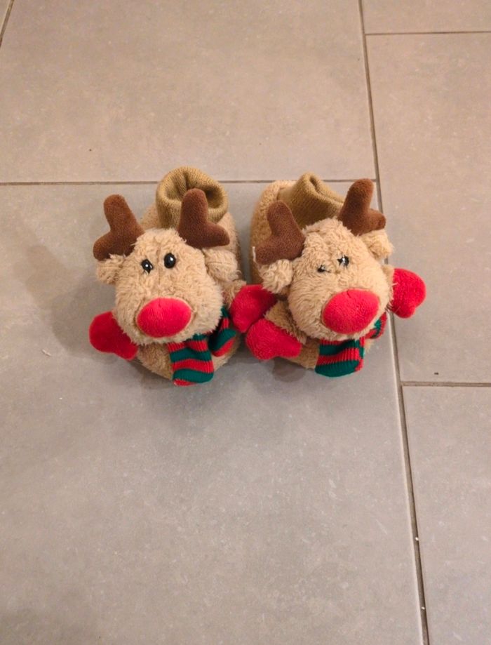 Chaussons rennes de Noël